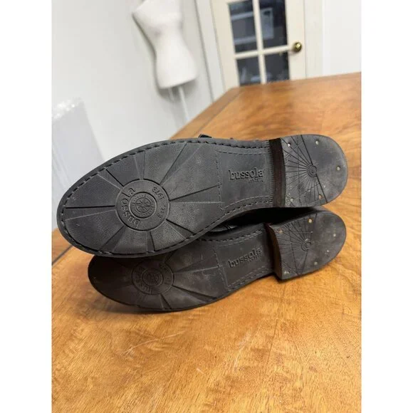 Bussola Prague Women’s 40 Black Ebony Leather Buckle Moto Ankle Boots Steampunk - Picture 11 of 13